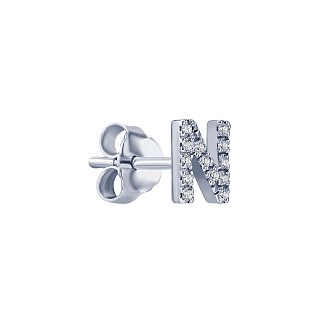 Моносерьга серебро 925 гвоздик c буквой N Miestilo