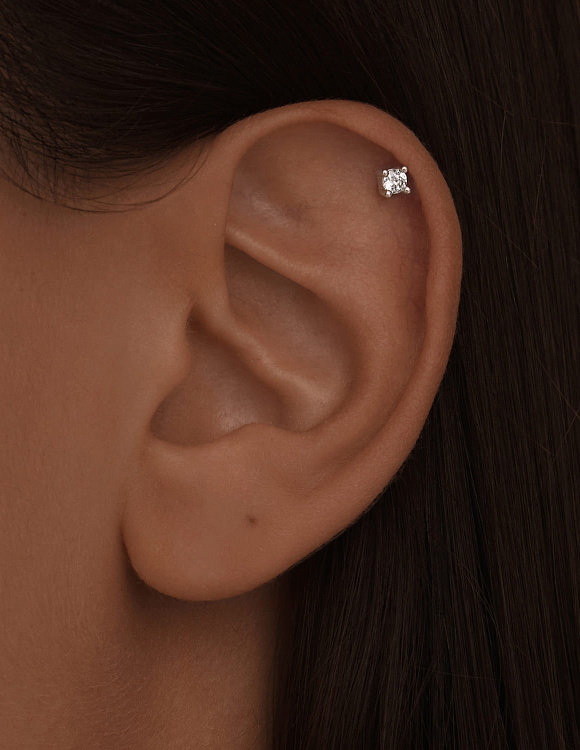 Серебряный пирсинг с фианитом Miestilo