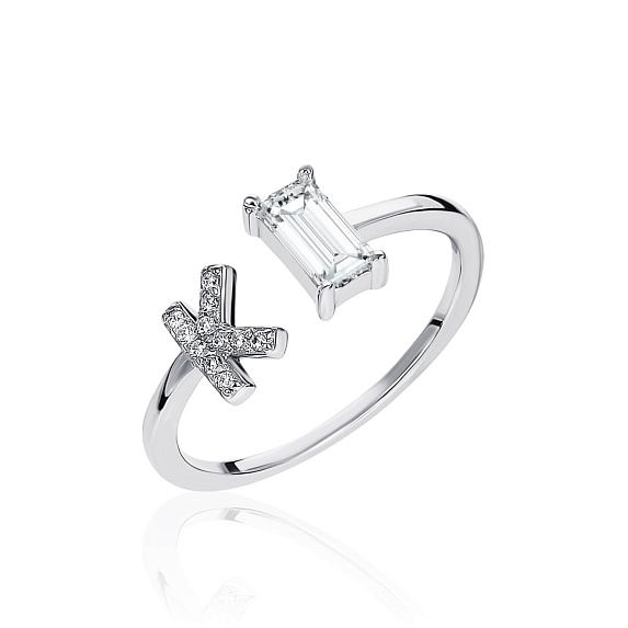 Серебряное кольцо с буквой K с фианитами MIESTILO Miestilo