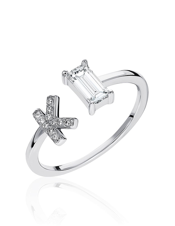 Серебряное кольцо с буквой K с фианитами MIESTILO Miestilo  2
