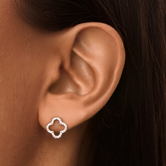 Серьги серебро 925 серебряные гвоздики клевер Miestilo