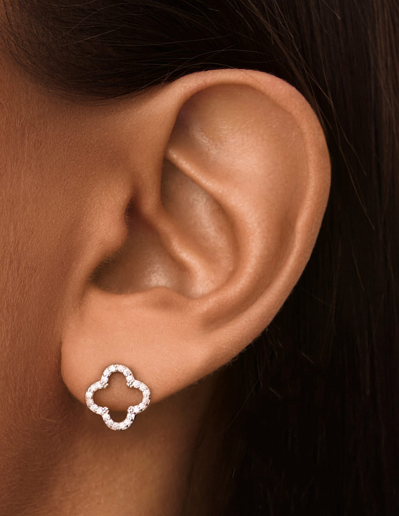 Серьги серебро 925 серебряные гвоздики клевер Miestilo