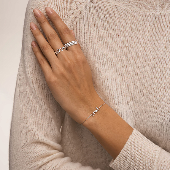 Серебряное тройное кольцо с фианитами Miestilo