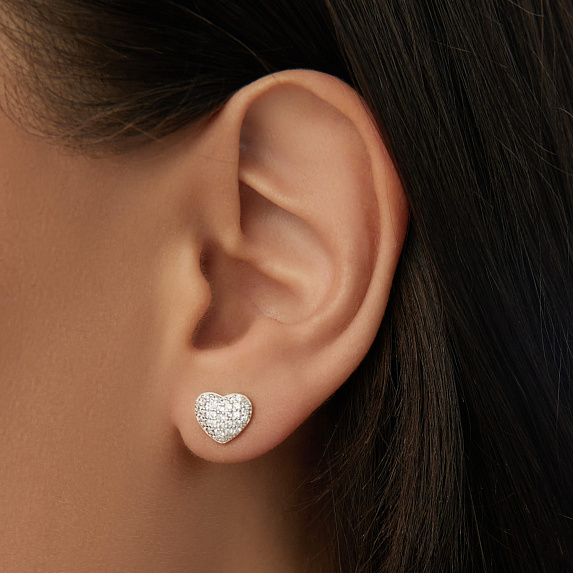 Серьги серебро 925 серебряные гвоздики женские сердечки Miestilo