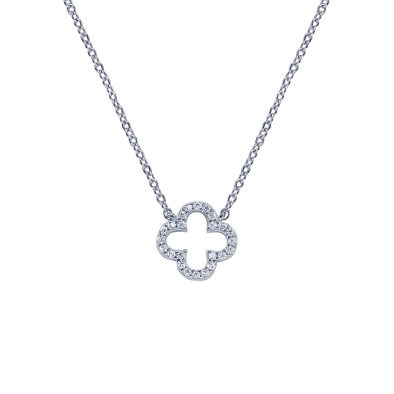 Подвеска на шею серебро 925 с цепочкой клевер Miestilo