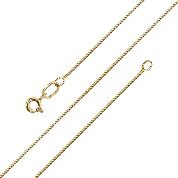 Серебряная цепь позолоченная Снейк граненый ширина плетения 0,75 мм D проволоки 0,3 мм Miestilo