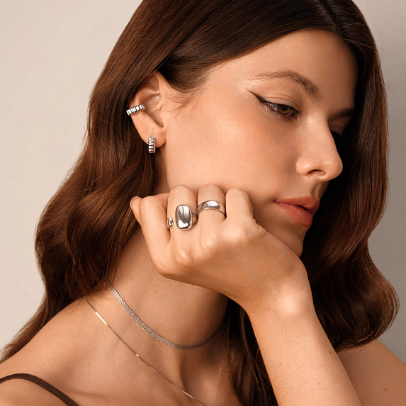 Серьги конго серебро 925 серебряные дутые Miestilo