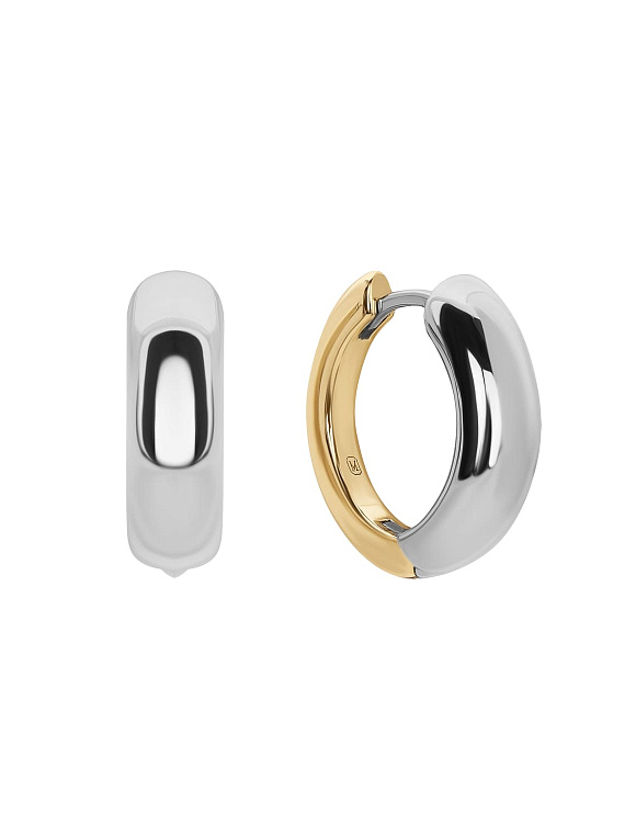 Серебряные серьги-кольца биколор Miestilo  2