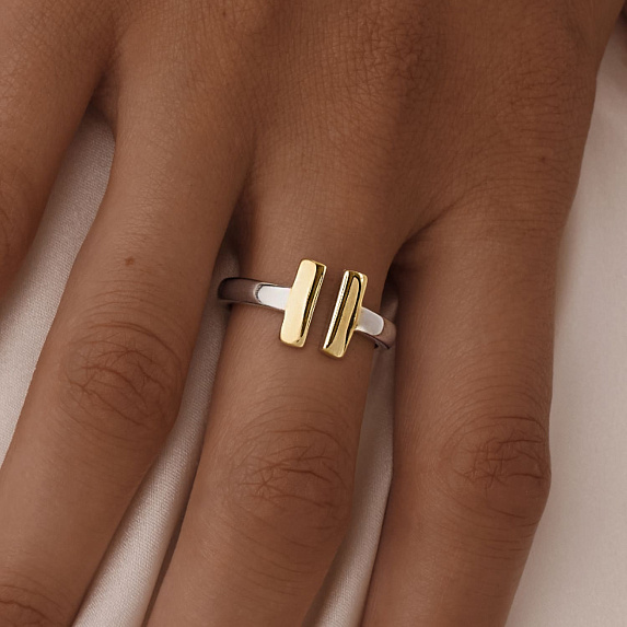 Серебряное кольцо биколор Miestilo