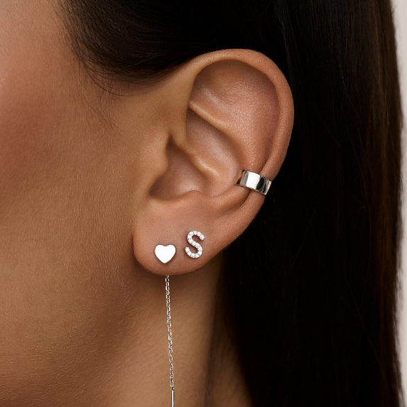 Моносерьга серебро 925 гвоздик c буквой S Miestilo