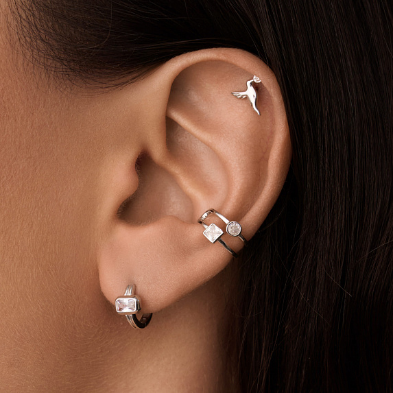 Серьга кафф серебро 925 моносерьга серебряная одиночная Miestilo