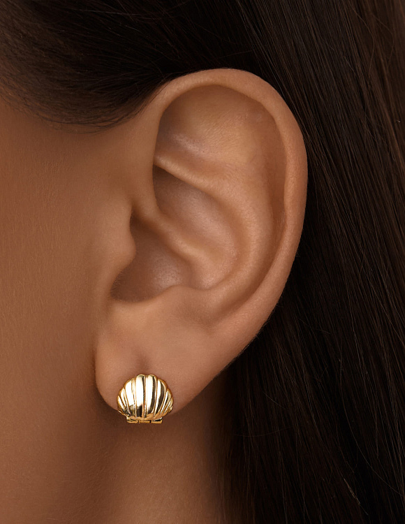Позолоченные серьги-конго в виде ракушек Miestilo 2