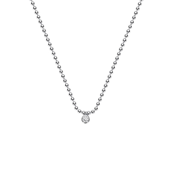 Серебряный чокер с фианитом диаметр цепи 2мм Miestilo