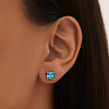 Серебряные пусеты с голубыми фианитами  Miestilo