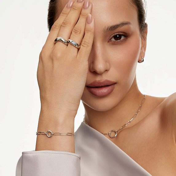 Серебряный браслет якорная цепь Miestilo