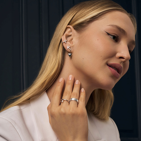 Моносерьга серебро 925 гвоздик c буквой К Miestilo