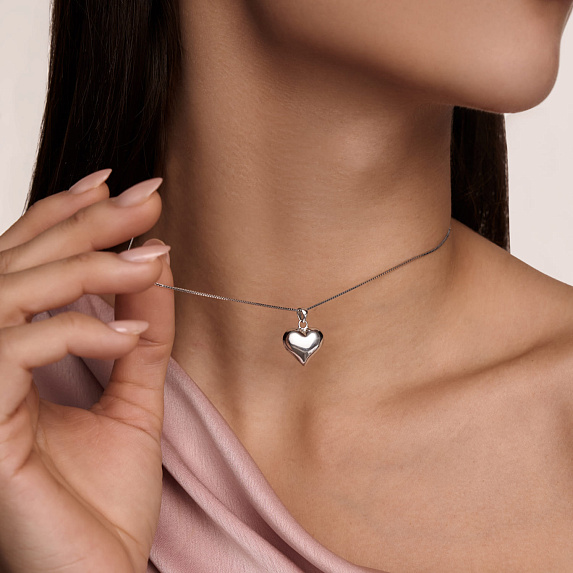Подвеска сердце серебро 925 с цепочкой на шею Miestilo