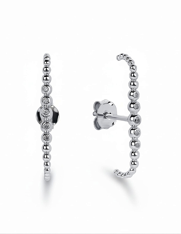 Элегантные пусеты в виде петли с фианитами Miestilo  2