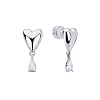 Серебряные серьги сердце с подвеской из фианита Miestilo