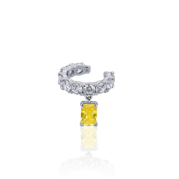 Серебряный кафф с подвеской жёлтым фианитом Радиант Miestilo