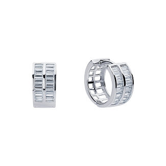 Серебряные серьги кольца с фианитами Miestilo